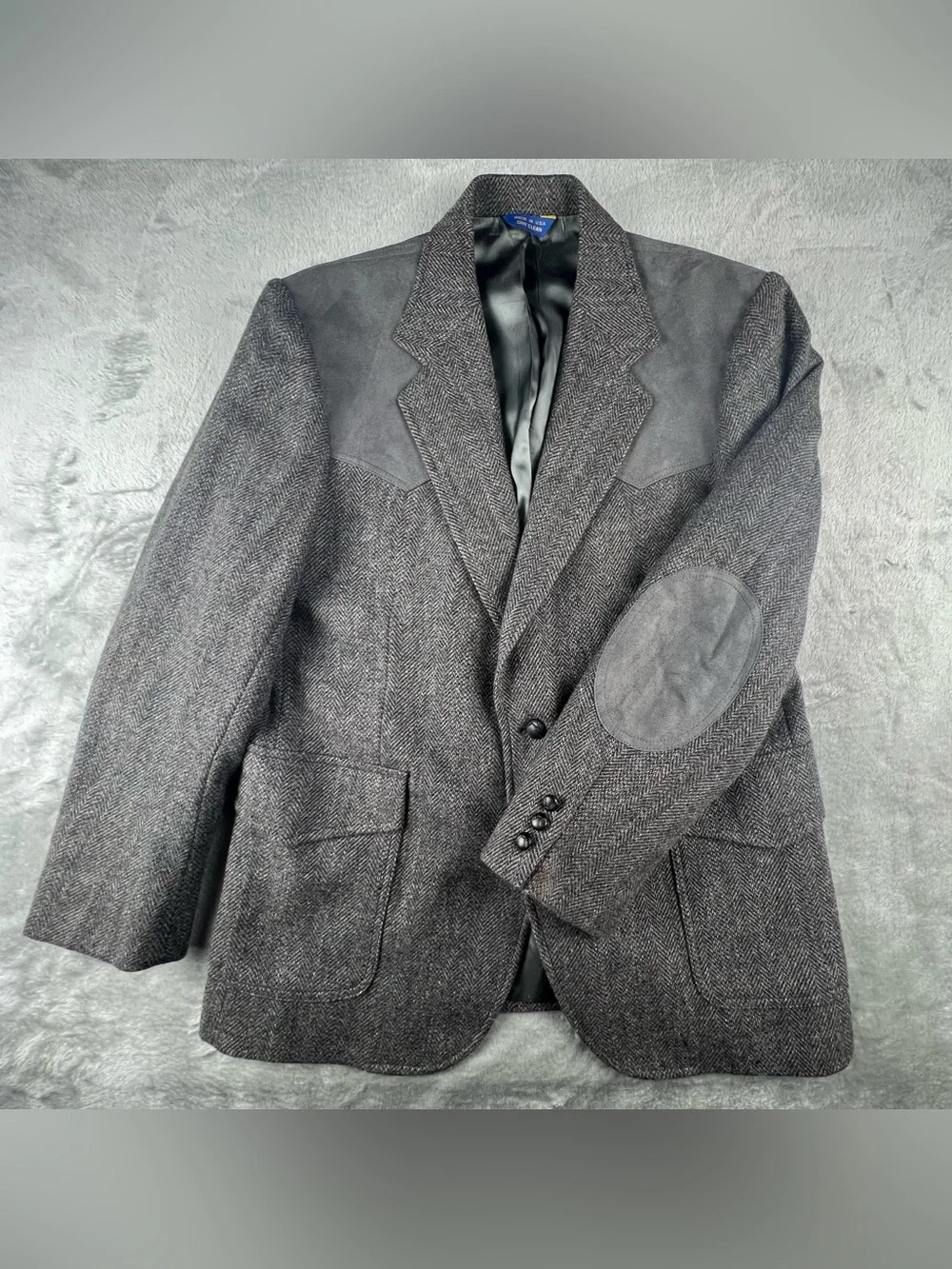 Vintage Pendleton Wool Blazer Sport Coat Mens 44 Gray Tweed Western Elbow Patch